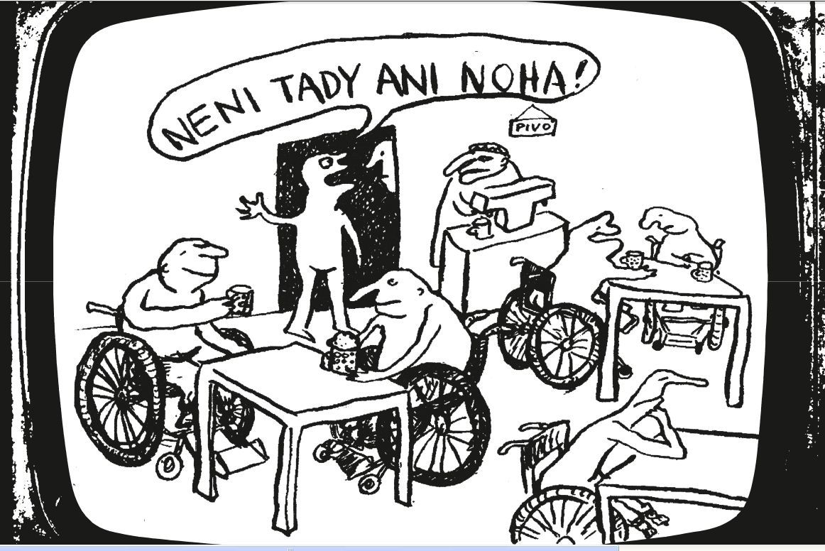 Krslený vtip na lidi bez nohou