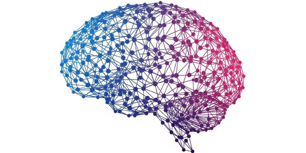 Mozek složený z bodu, znázorňující neuroplasticitu