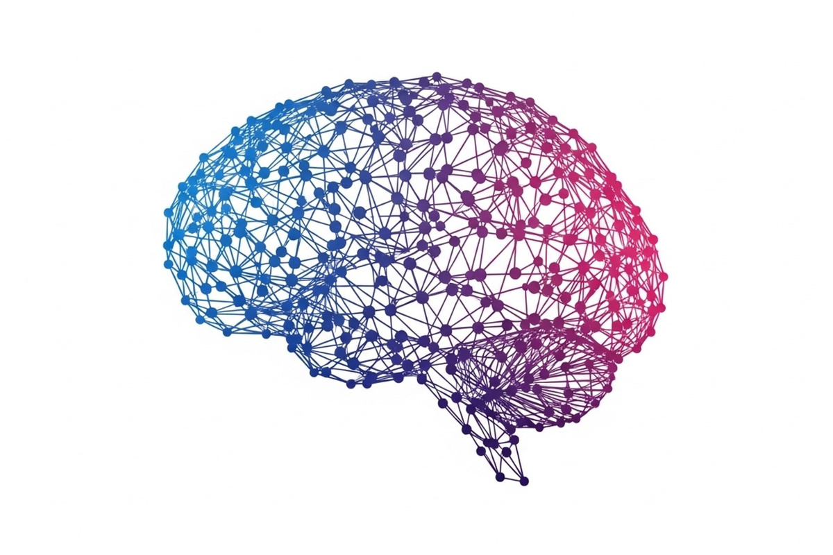 Mozek složený z bodu, znázorňující neuroplasticitu